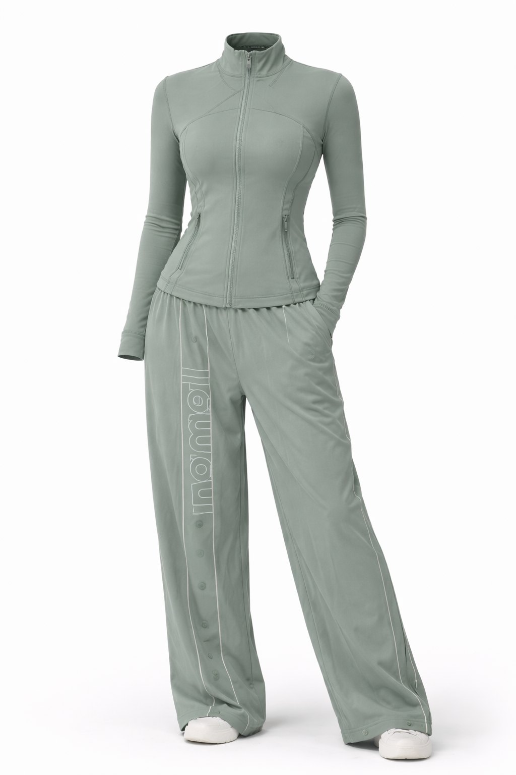 Crinkle Nylon Mid-Rise Track Suit