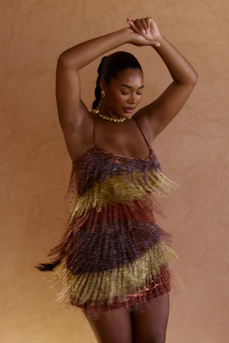 Zahána Hand Beaded Mini Dress
