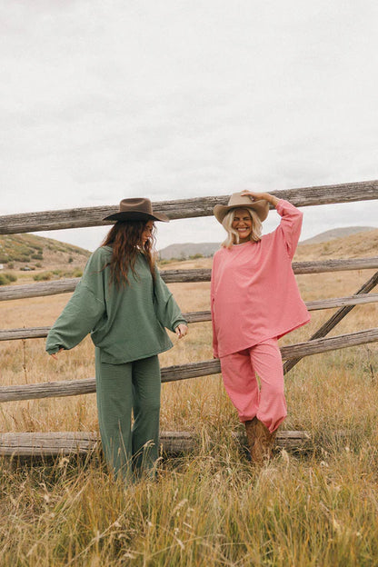 Striped Pink Pullover Set