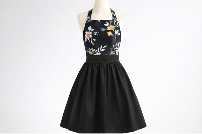 Floral Cross-Back Apron Dress
