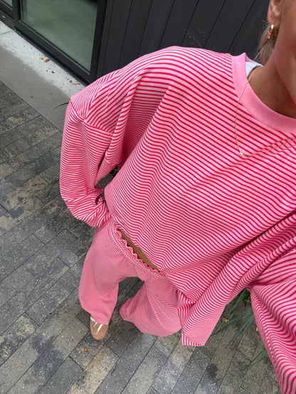 Striped Pink Pullover Set
